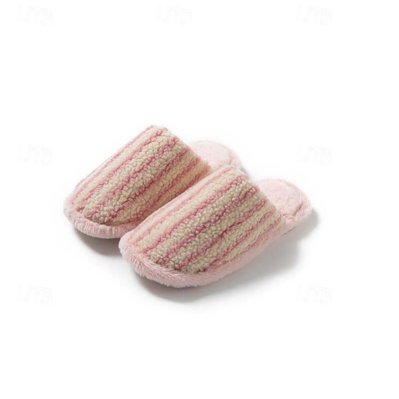 Cotton Slippers for Women Closed Toe Color Block Plush Striped Furry Indoor Home Soft Cozy House Slippers 2026 - $18.99 –P7