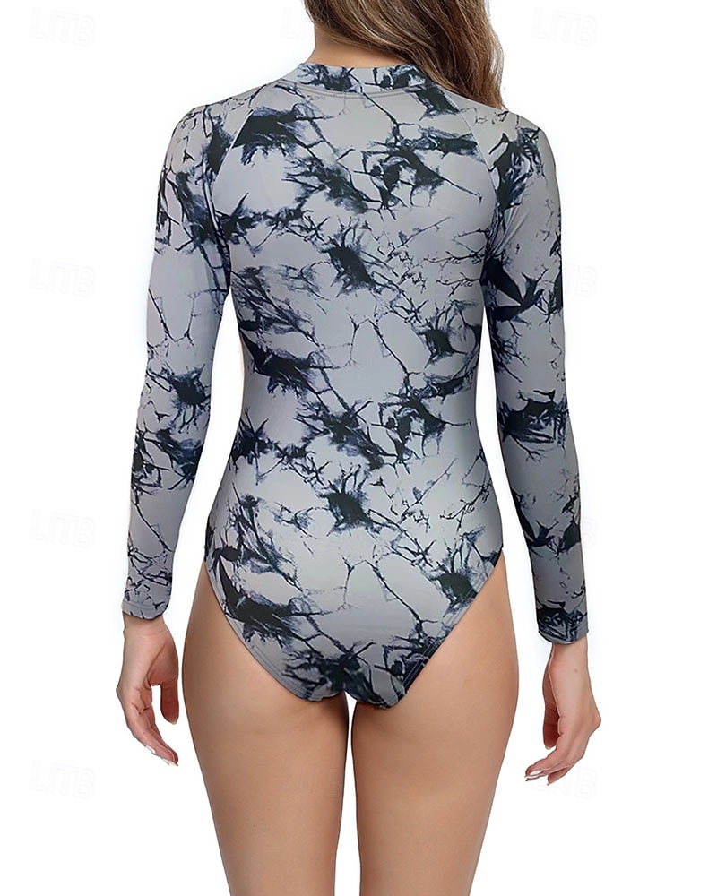 בגדי ריקוד נשים מגן מפריחה בגד ים עם הדפס פרחוני בגד ים טרופי לרכוס קל במיוחד (UL) הגנת UV אלסטי שרוול ארוך בגדי ים גלישה שנרקול אביב 2026 - $20.99 –P12