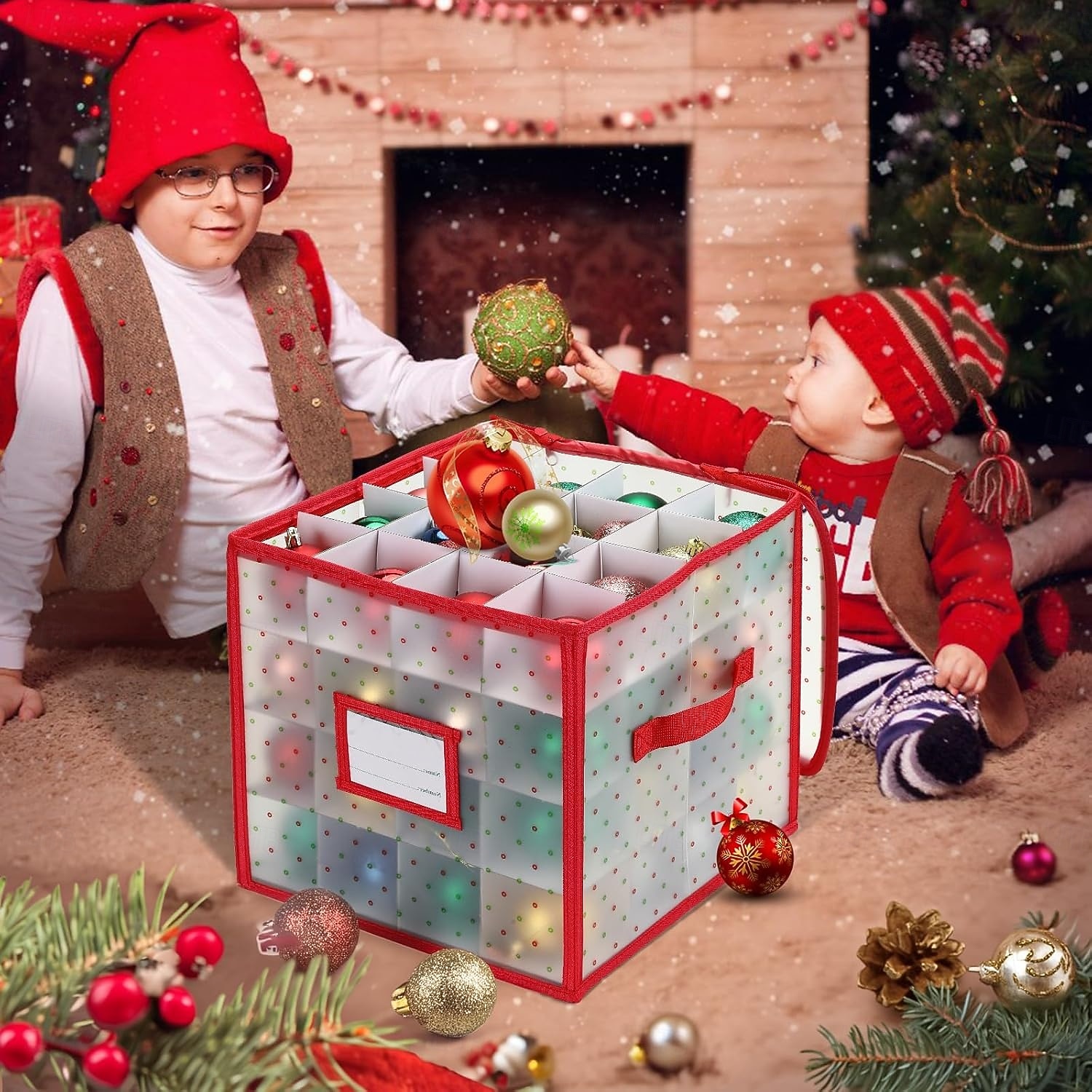 karácsonyfa gömb szervező dísztároló konténerek, dísztároló doboz kemény műanyag tartályok, amelyek akár 64 ünnepi díszt is tárolhatnak 2026 - $21.99 –P4