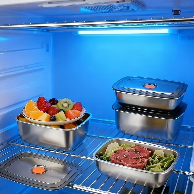 6-delade 50.72oz rostfria matförvaringsbehållare, lunchlådor för kylskåp och frys, hållbart köksförvaringsset 2026 - $35.99 –P7