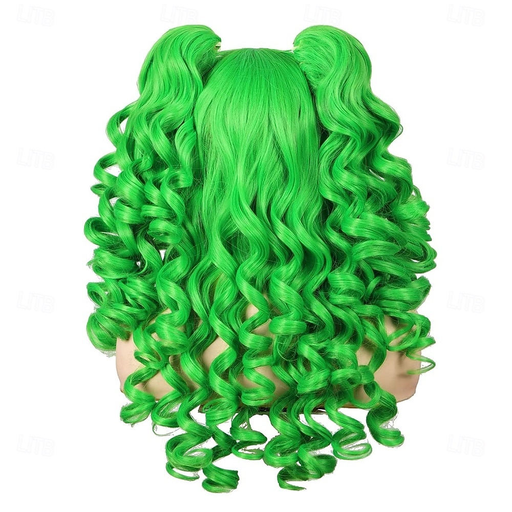 Perucas Verdes Peruca Sintética Cacheada com 2 Rabo de Cavalo Peruca Feita à Máquina Longo Cabelo Sintético Verde Mulheres Festa Natural Verde de 2026 por $33.99 –P4