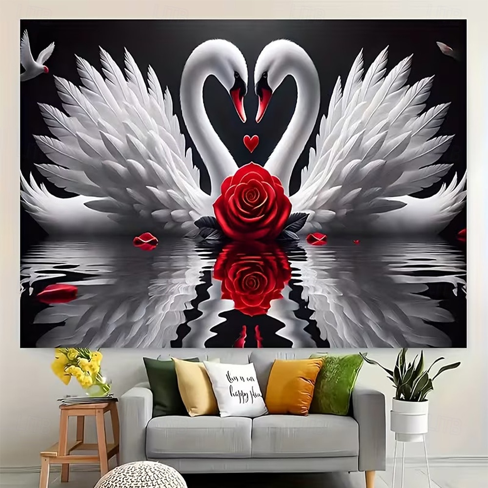 Saint Valentin tapisserie Bannières Couverture Amour Cygne Mignon Romantique 3D Soirée Salon Arrière-plans de prise de vue Décoration pour demande en mariage Décoration d'intérieur de 2026 ? $20.99 –P4