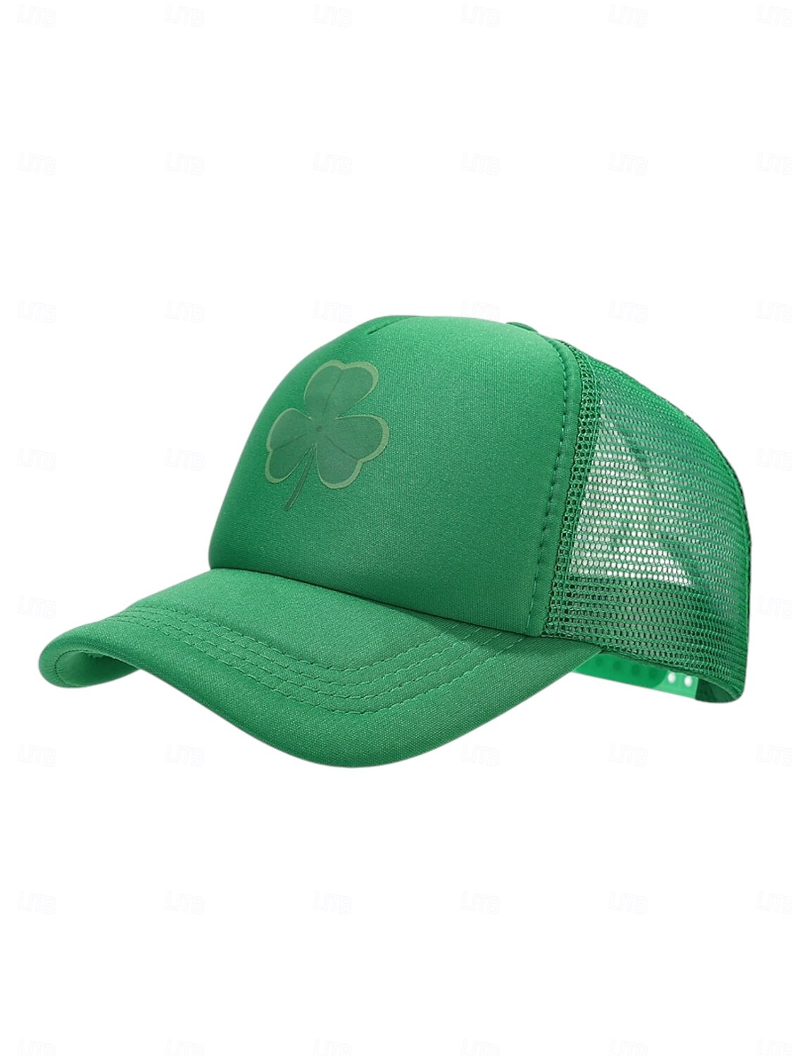 miesten vihreä Pyhän Patrickin päivän paita &valkoinen verkkohattu apilanlehden koristeella – tyylikäs lippis juhlallisiin tilaisuuksiin 2026 - $14.99 –P2