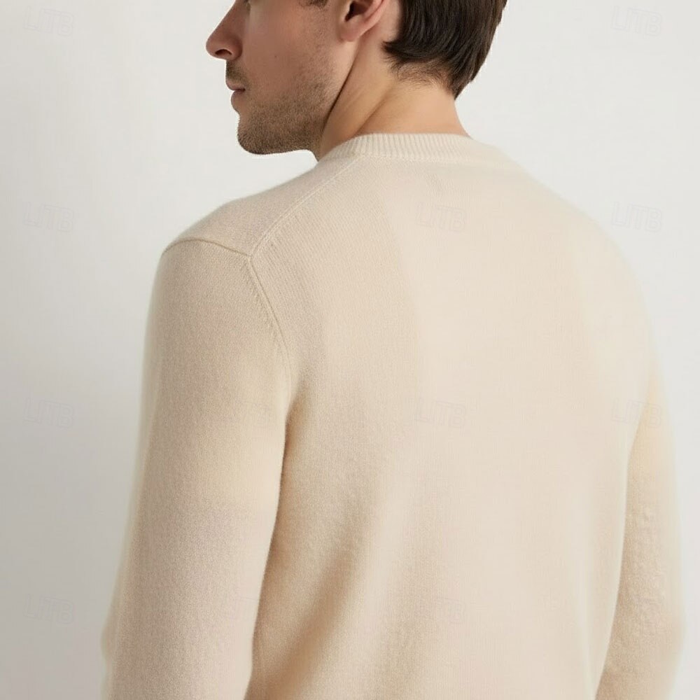 Hochwertiger Herrenpullover aus reiner Wolle und Kaschmir mit Rundhalsausschnitt, klassischer Strickpullover, weich, warm und atmungsaktiv. 2026 - $94.99 –P10