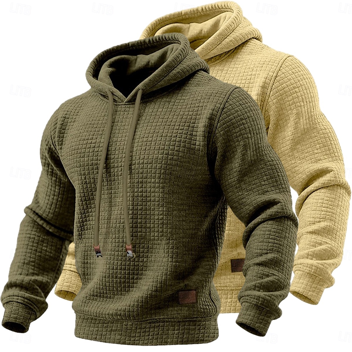 Hombre Sudadera Sudadera con capucha y diseño de gofres Pull-over Blanco+Gris Oscuro Con Capucha Plano Bolsillo canguro Con Texturas Casual Diario Deporte Ropa de calle Fresco Ropa deportiva Otoño 2026 - $34.99 –P7