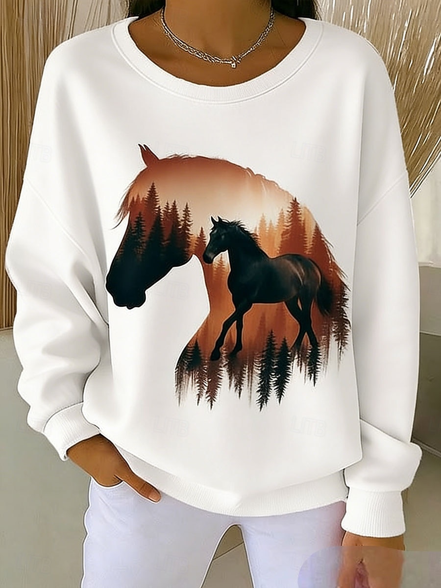 Pentru femei Pullover Imprimeu Grafic Animal Cald Clasic Casual Manșon Lung Stil Nautic Topuri obișnuite Casual Casă Stradă Alb Galben Bej Primăvară Toamnă Iarnă 2026 - $27.99 –P2