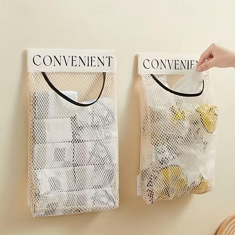 2pcs Large Capacity Mesh Storage Wall-mounted Multifunctional Storage Bag Suitable for Vegetables Fruits Groceries Underwear-Socks Storage Bag Reusable Kitchen Storage and Organizing Tool 2026 - $9.99 –P1