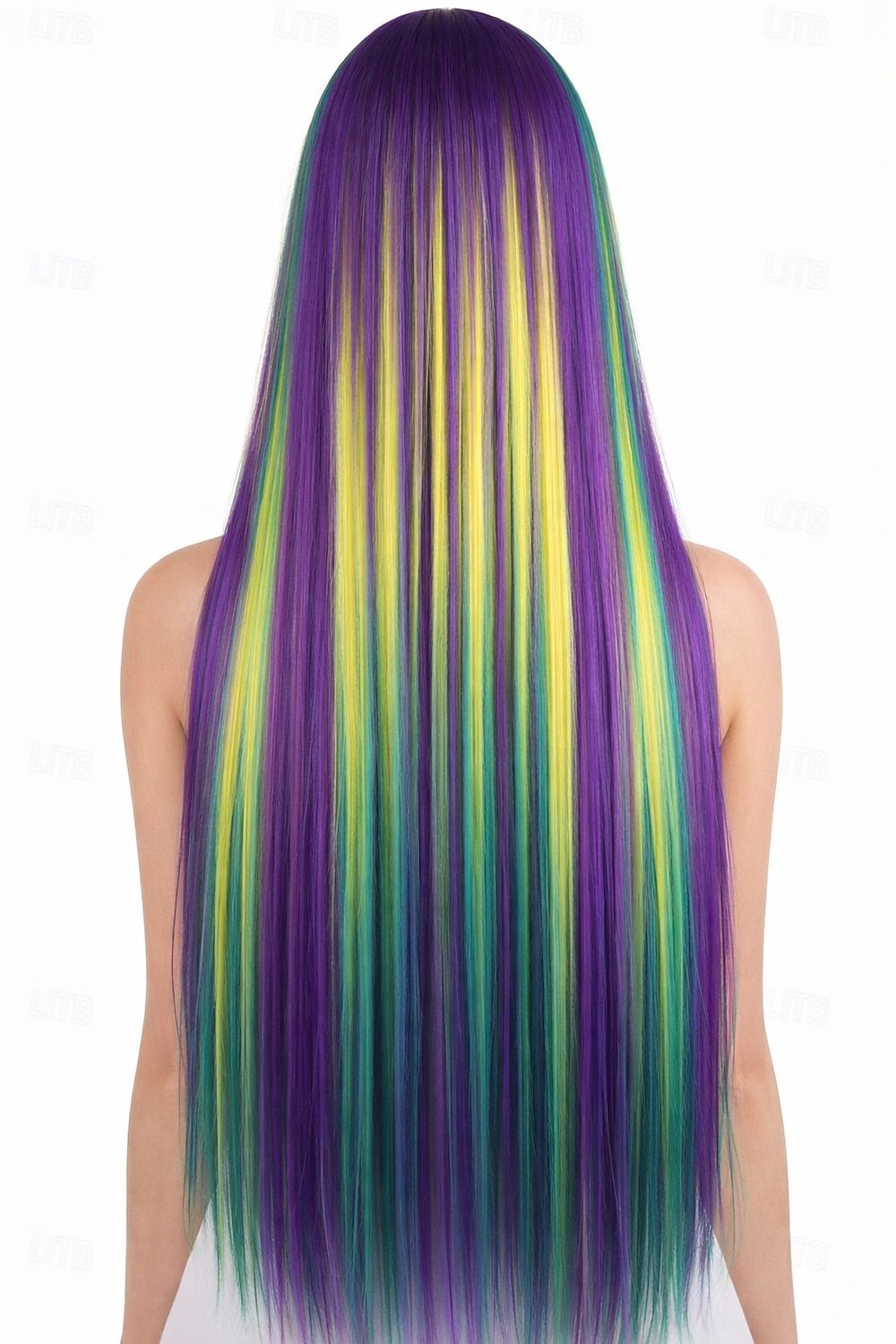 karneváli paróka szivárvány egyenes hosszú szintetikus fesztivál paróka mardi gras felvonulás cosplay jelmez haj nőknek 2026 - $22.99 –P2