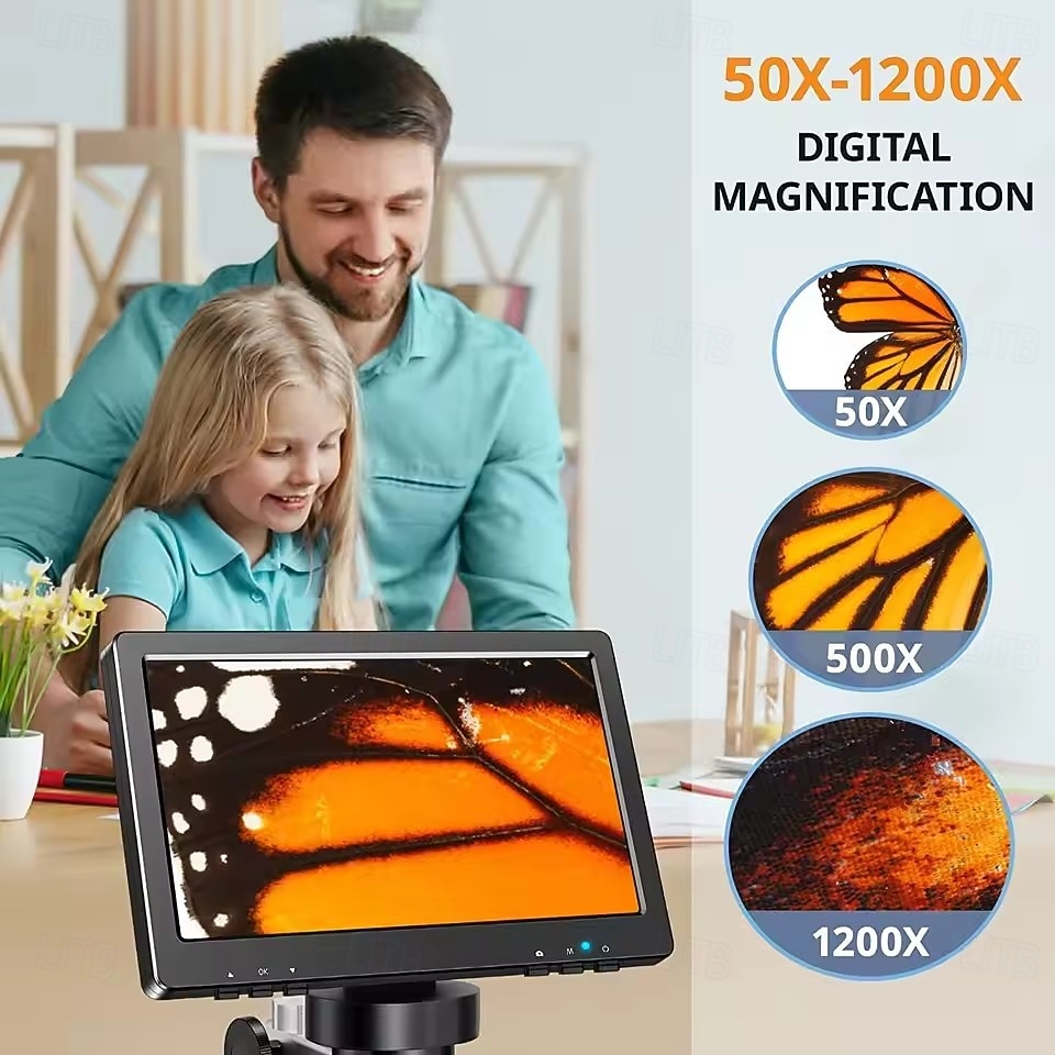 2026年 デジタル顕微鏡 1200倍 高画質 HD USB プロフェッショナル電子顕微鏡 修理用 LEDライト8個付き  コレクション – $136.99 –P4