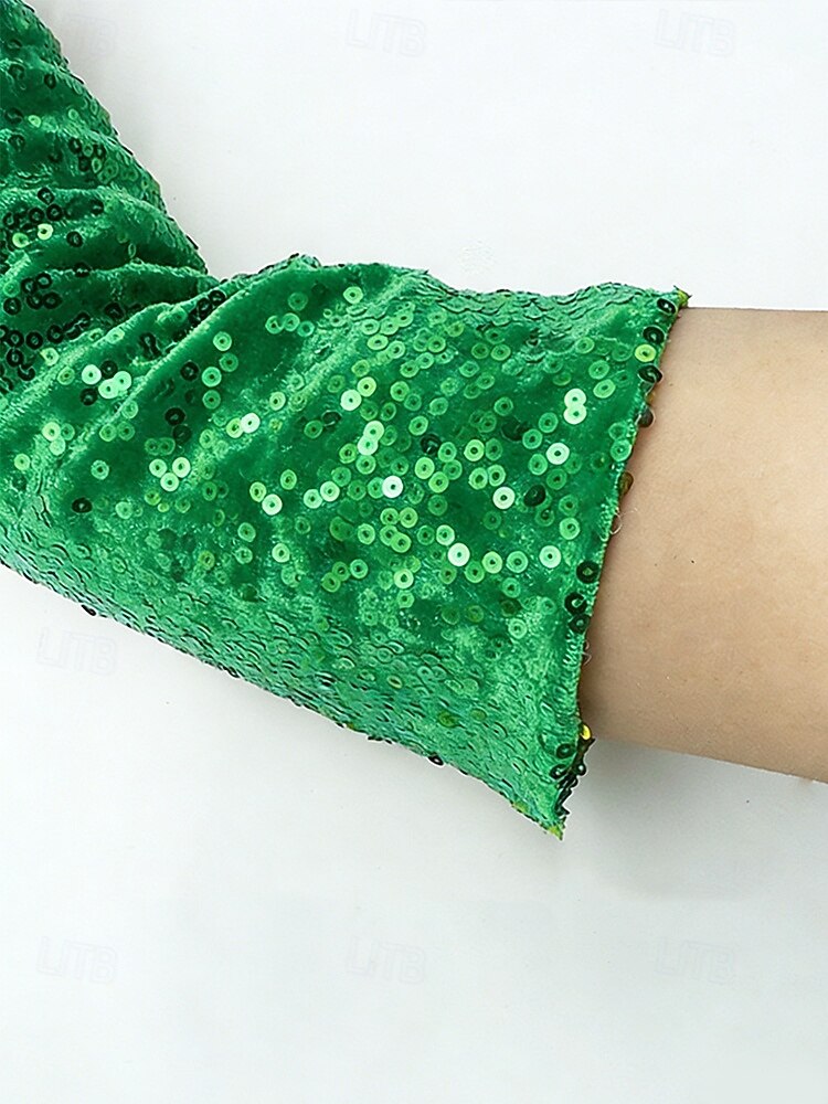 Женские полиэстеровые перчатки с пайетками на пальцах и рукавах, комплект из 2 пар, различные цвета, идеально подходят для Дня Святого Патрика и вечеринок, блестящие и стильные. 2026 - $18.99 –P6