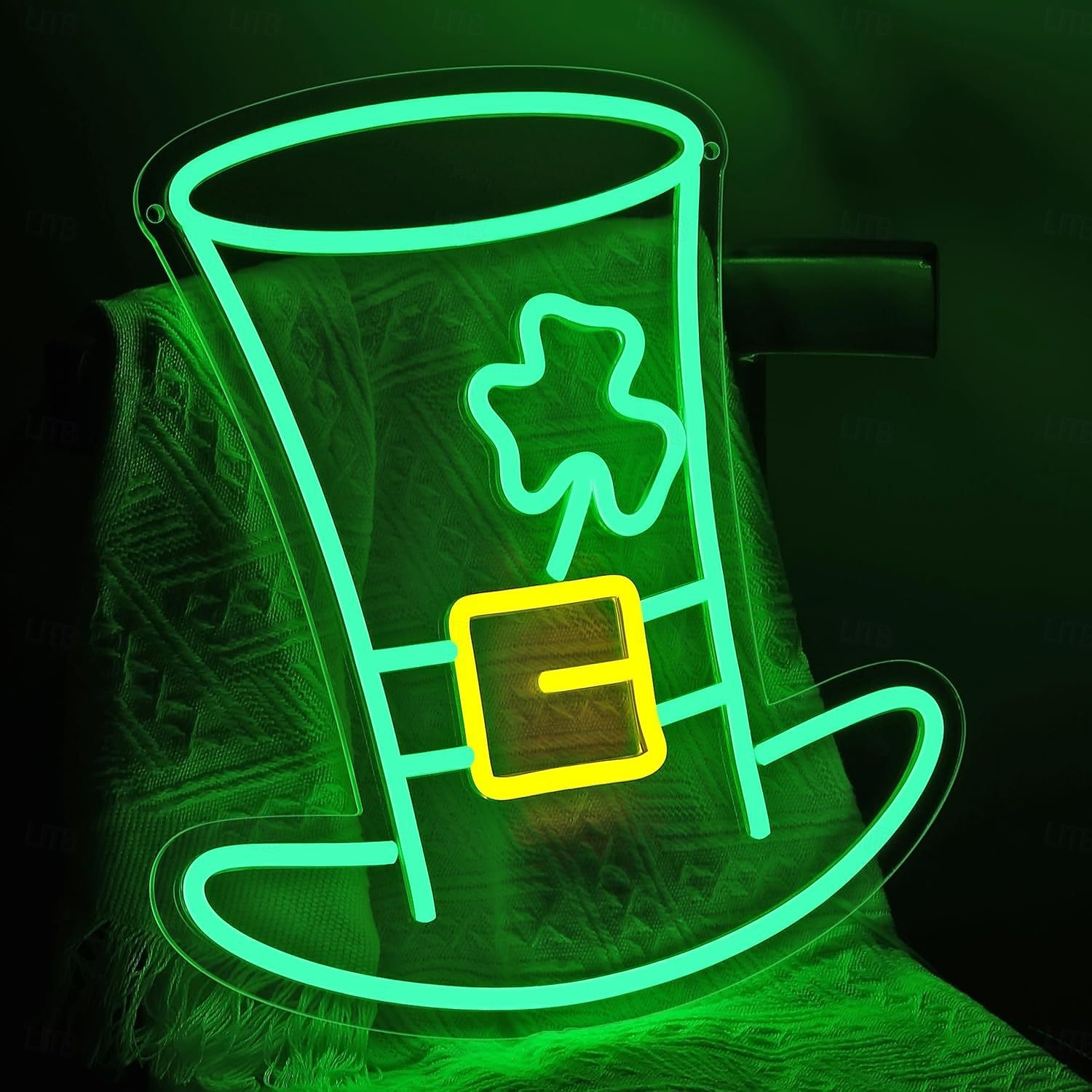 Szent Patrik-napi neonreklámok faldekorációhoz lóhere aranypénz kalap LED-es táblák neonbár táblák hálószobába USB világító tábla otthonra bár fali ember barlang buli klub étterem szálloda 2026 - $36.99 –P5