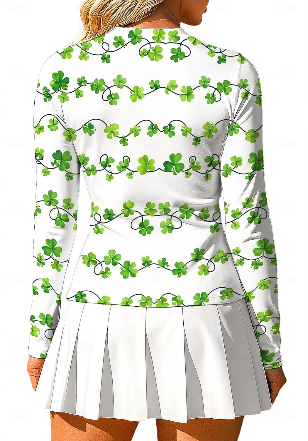 Svatý Patrik Dámské Květiny Trávová zelená Topy Sportovní košile Tenisové tričko Tenisový top Dlouhý rukáv Zip UPF50+ Odolná proti UV záření Vysoká pružnost Odvod vlhkosti Prodyšné Volejbal Tenis Golf 2026 - $20.99 –P2