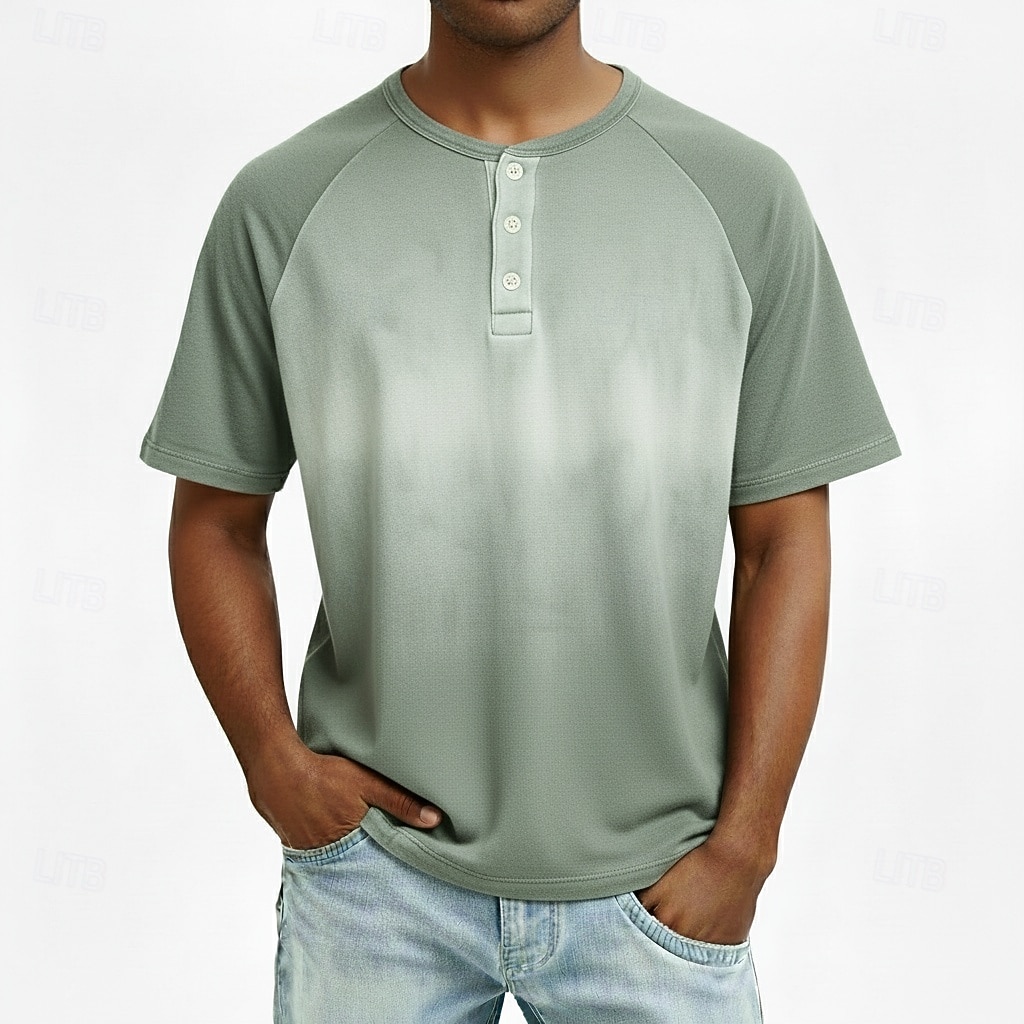 Men's Ombre Graphic Gradient Henley Shirt Short Sleeve Fashion Designer Casual Daily Outdoor Summer Spring &  Fall All Seasons Light Green Dark Blue Light Blue Henley Henley T-Shirt 2026 - $20.99 –P3