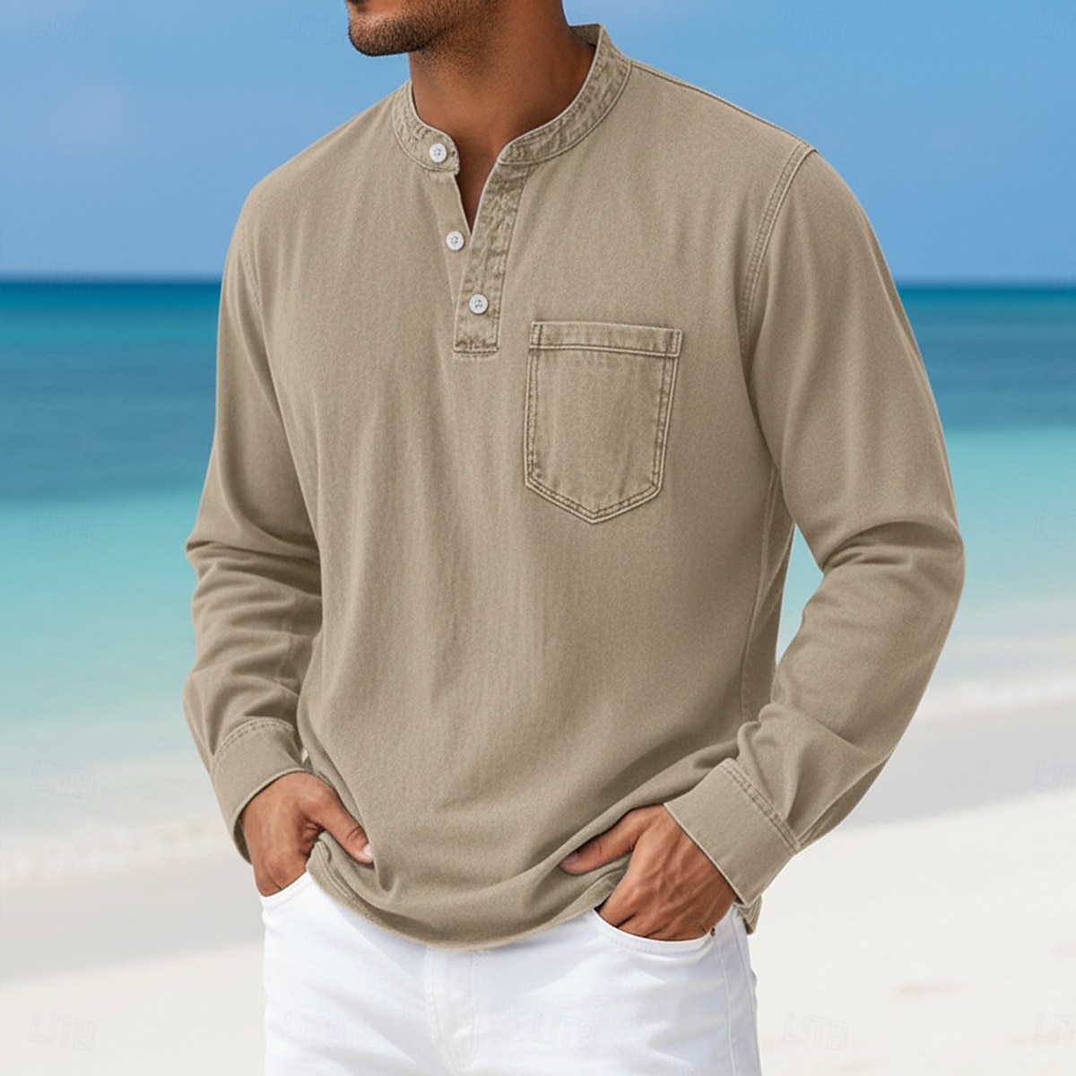 Per uomo Maglia Henley Camicia 100% cotone lavaggio acido Manica Lunga Henley Primavera Autunno Tutte le stagioni Tinta unica Vintage Retrò Vintage Casual Stile Vintage Tinto in capo Lavato Casuale del 2026 a $31.99 –P12