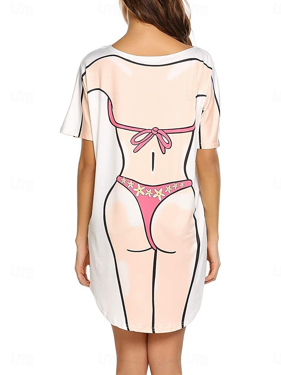 Kvinnors simklänning baddräkt klänning semester strandkläder grafisk rund hals långärmad baddräkter 2026 - $22.99 –P8