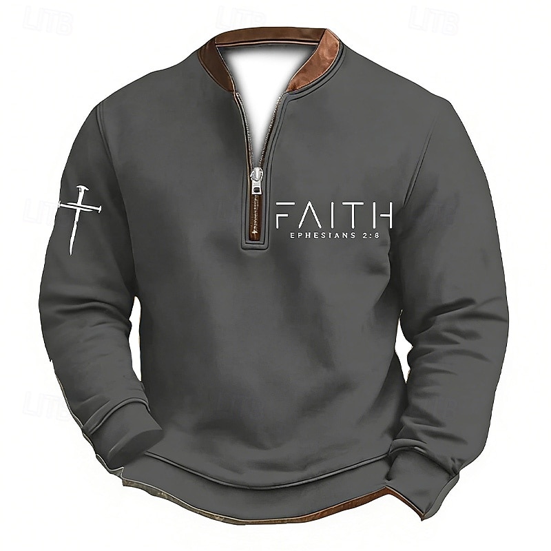 Pánské Mikina Čtvrtletní mikina na zip Černá Bílá Armádní zelená Námořnická modř Hnědá Poloviční zip Barevné bloky Písmeno Haç Poloviční zip Tisk Denní Sporty a outdoor Dovolená Polyester Vinobran 2026 - $15.49 –P5