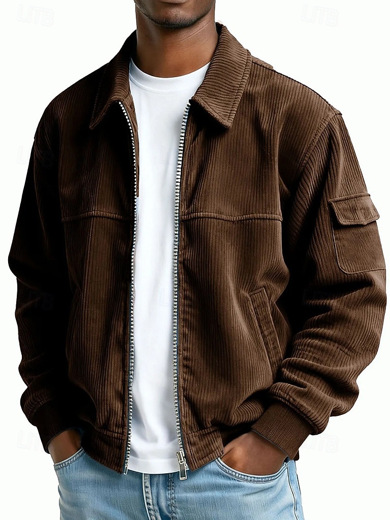 Ανδρικά Κοτλέ σακάκι Causal Καθημερινά Τσέπη Φθινόπωρο Χειμώνας Συμπαγές Χρώμα Βίντατζ Καθημερινά Κολάρο Πουκαμίσου Κανονικό Μαύρο Πράσινο Ανοικτό Βαθυγάλαζο Σκούρο πράσινο Καφέ Σακάκια 2026 - $20.99 –P4