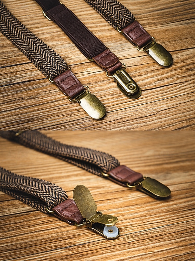 2026年 男性用ポリエステルサスペンダー、ヘリンボーンデザイン、ヴィンテージスタイル、ケルンカーニバルとコスチュームに最適  コレクション – $14.99 –P8