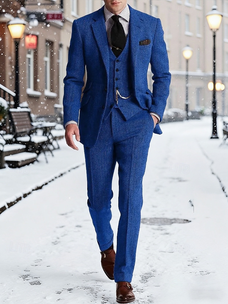 Per uomo Blazer+Gilet+Pantaloni eleganti Blazer Affari Lavoro Matrimonio Moda Streetwear Autunno Inverno Tergal Tinta unica 3 pezzi Monopetto Giacca Nero Champagne Rosa Borgogna del 2026 a $119.99 –P3
