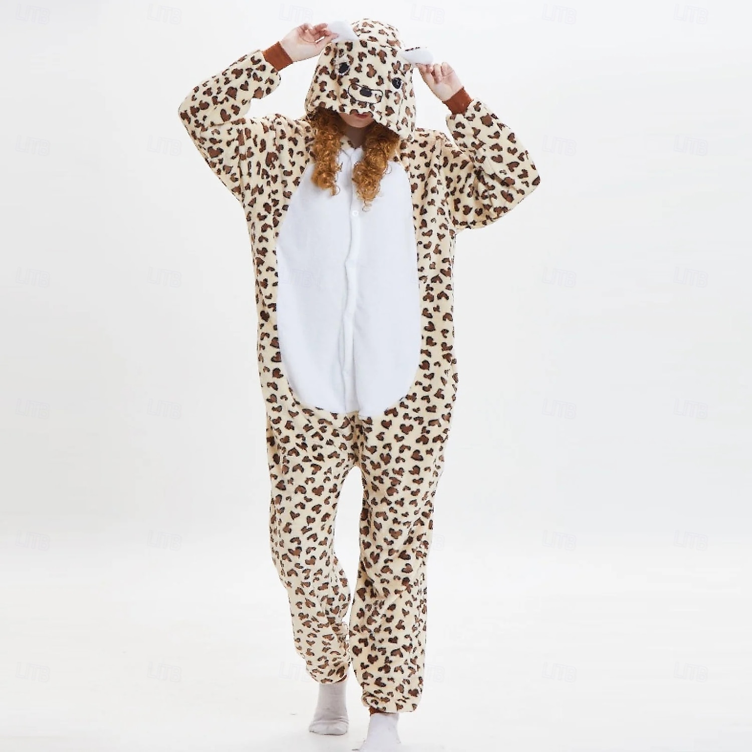 Kigurumi Pajamas Group Costume Onesie Costume Animal Leopard Warm Comfy Hooded Fleece Kid's Adults' Men's Women's Boys' Halloween Carnival Party Performance Homewear Dress Up 2026 - $27.99 –P3