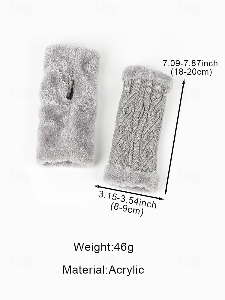 Gebreide vingerloze dameshandschoenen met fleecevoering voor extra warmte, verkrijgbaar in diverse kleuren, perfect voor de winter en casual gelegenheden. 2026 - $9.99 –P9