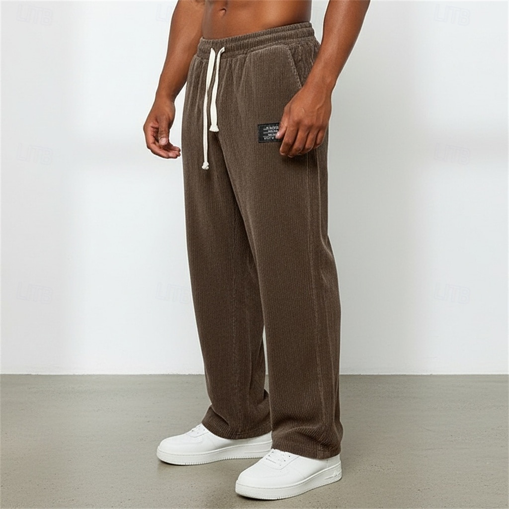 Herren Jogginghose Hose Cordhose Freizeithose Kordelzug Elastischer Bund Gerader Schnitt Einfach Komfort Volle Länge Täglich Sport im Freien Ferien Urlaub Mode Blau Schwarz Mikroelastisch 2026 - $26.99 –P4
