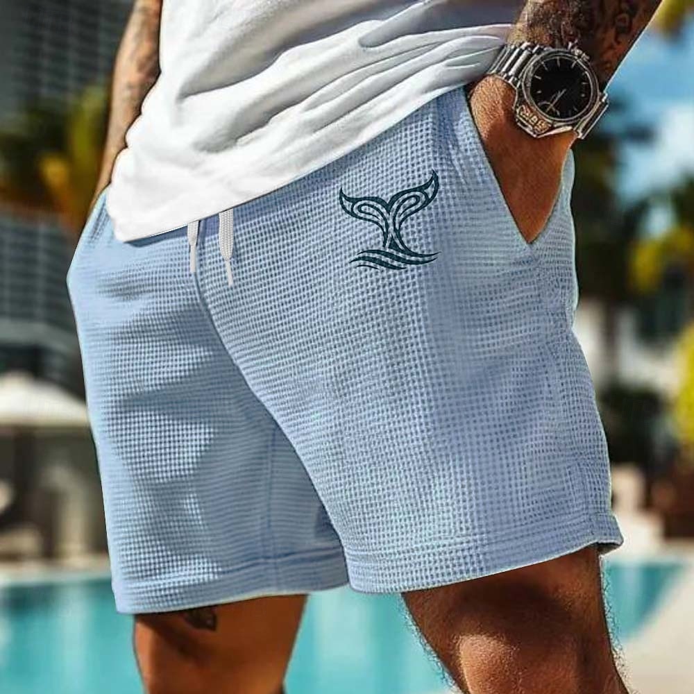 Men's Dophin Sea Creatures Waffle Shorts Sweat Shorts Casual Shorts Mid Waist Fashion Casual Vacation Jogging Workout Textured Elastic Drawstring Waist Shorts with Pockets Designer Clothing Apparel 2026 - $22.99 –P3