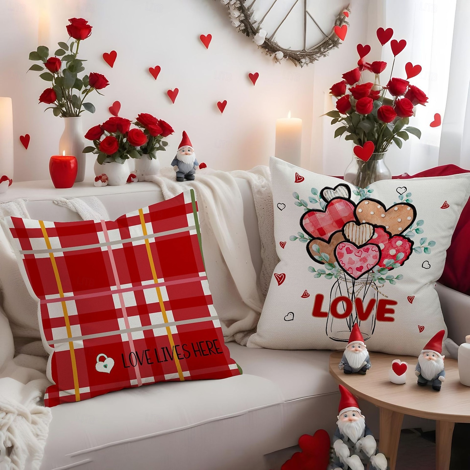 Valentine's Day Throw Pillow Cover, Red Heart Balloon Decorative Cushion, Romantic Atmosphere Pillow for Sofa, Living Room, Bedroom, Cozy Holiday Accent 2026 - $13.99 –P3