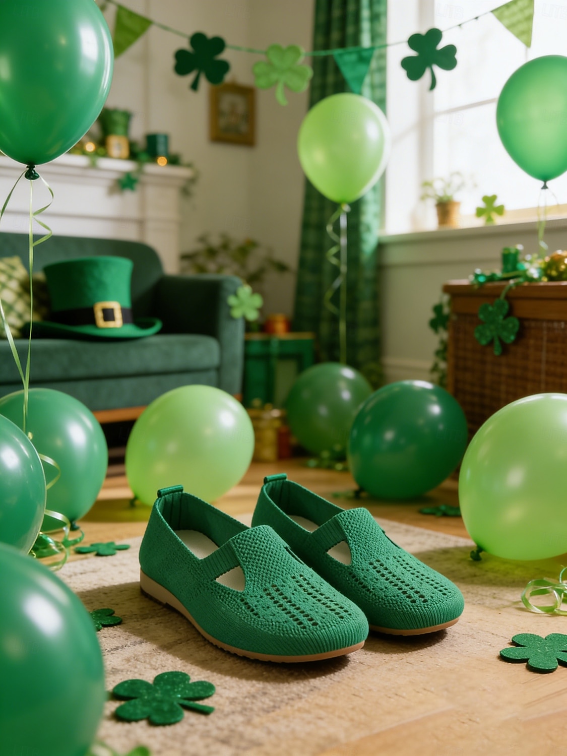 أحذية نسائية خضراء محبوكة سهلة الارتداء - أحذية مريحة وجيدة التهوية مناسبة ليوم القديس باتريك، وللمهرجانات والاستخدام اليومي 2026 - $26.99 –P1