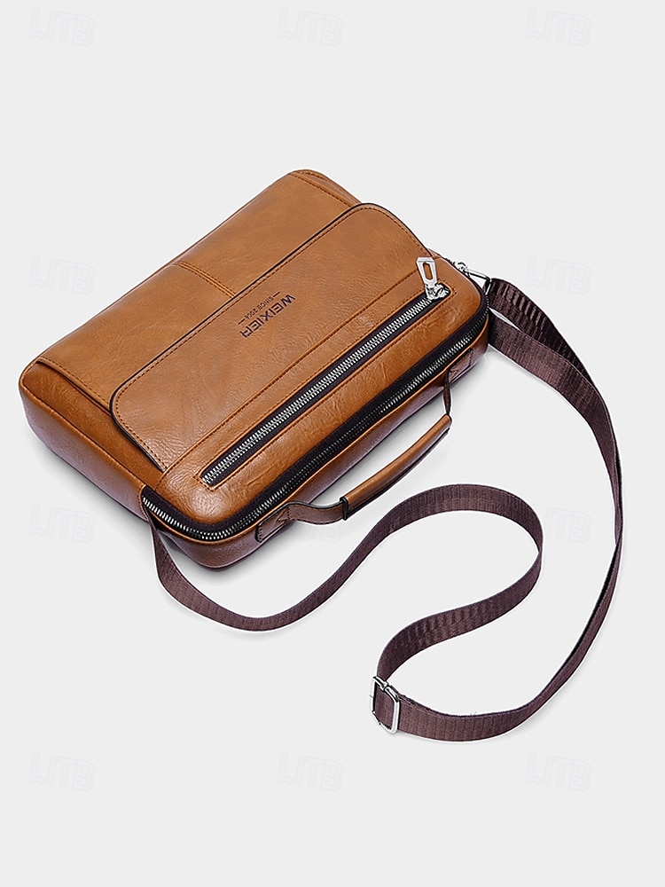 borsa a tracolla da uomo in similpelle, multitasche, grande capacità, elegante tracolla, disponibile in più colori del 2026 a $24.99 –P8