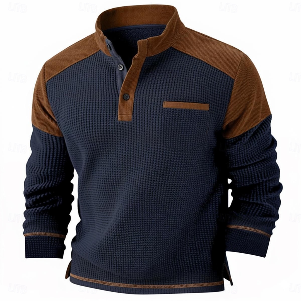 Herre Vaffel T-skjorte T skjorte Vaffel Henley-skjorte Langermet Henley Vinter Vår & Vinter Helfarge Tradisjonell / vintage Ren Avslappet Hjem utendørs Svart Navyblå Grønn Topp T-skjorte for menn 2026 - $26.99 –P1