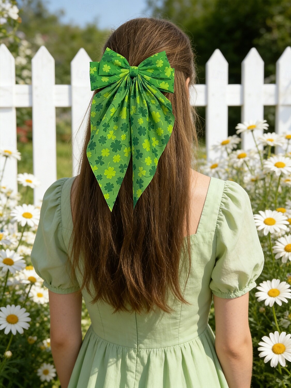 Γυναικείο σετ 3 κλιπ μαλλιών με φιόγκο τριφύλλι για την ημέρα του Αγίου Πατρικίου, oversized ιρλανδέζικες πράσινες κορδέλες, εορταστικά αξεσουάρ μαλλιών με τριφύλλι για γυναίκες &κορίτσια, ιδανικά για 2026 - $11.99 –P2