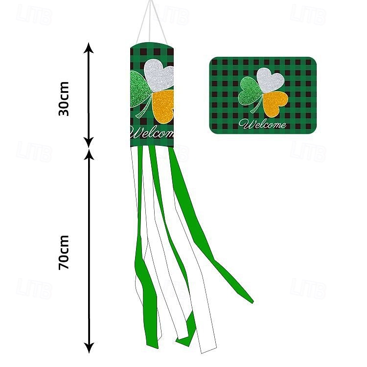 Szent Patrik-napi szélzsák zászló, ír dizájn, Szent Patrik-napi fesztivál dekoráció, színes kültéri szélzsák ünnepi ünneplésre, lóhere &lóhere design. 2026 - $8.99 –P19