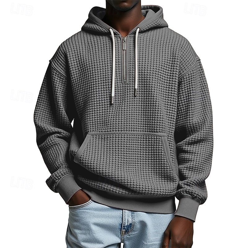 Homme Sweat à capuche Sweat à capuche gaufré Violet Gris Clair À capuche Uni Poche kangourou Texturé Occasionnel Quotidien Sport & Loisir Streetwear Frais Vêtements de sport Printemps & Automne de 2026 ? $34.99 –P11