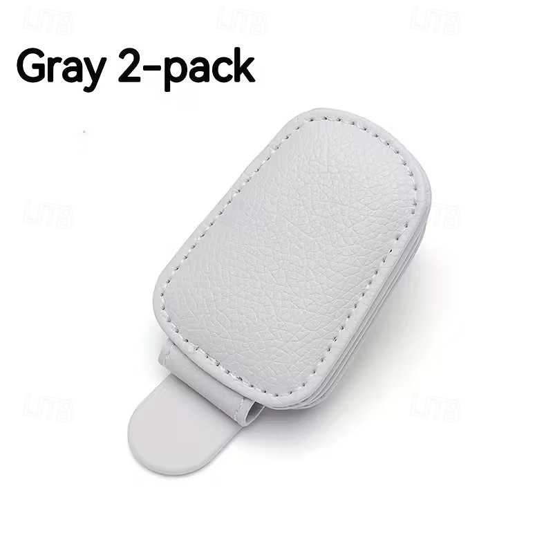 2 st magnetiska solskyddsglasögonhållare i PU-läder med kortplats - enhandsmanövrering, lämplig för förarsidans interiörtillbehör, grå &svart enkelt snäppfäste med ett klick 2026 - $15.99 –P7