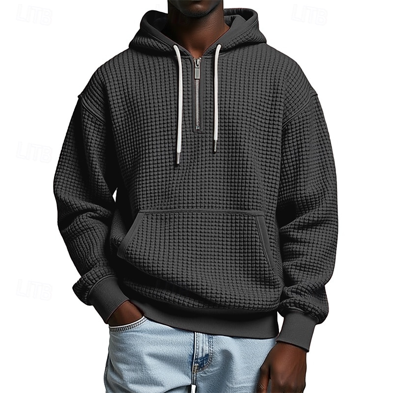 Homme Sweat à capuche Sweat à capuche gaufré Violet Gris Clair À capuche Uni Poche kangourou Texturé Occasionnel Quotidien Sport & Loisir Streetwear Frais Vêtements de sport Printemps & Automne de 2026 ? $34.99 –P2