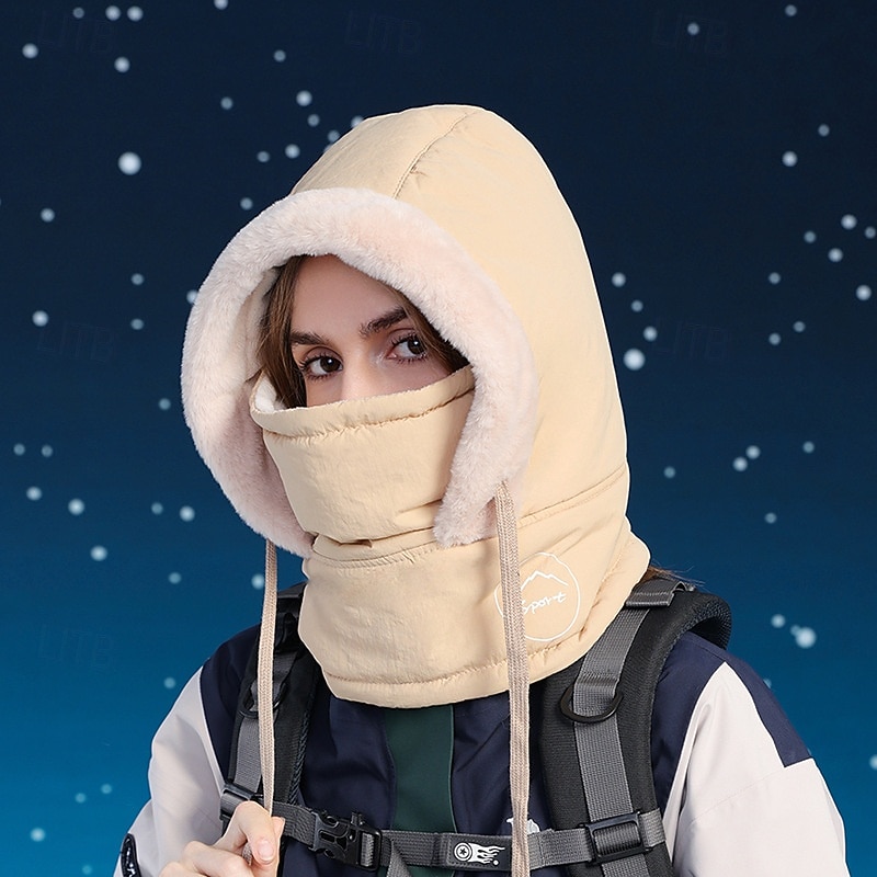 Damska zimowa czapka kominiarka z polarową podszewką i ocieplaczem na szyję, dzianinowa czapka typu beanie 3 w 1 z kapturem i maską na twarz, termiczna czapka na zimne dni z ochroną uszu do jazdy na 2026 - $19.99 –P4