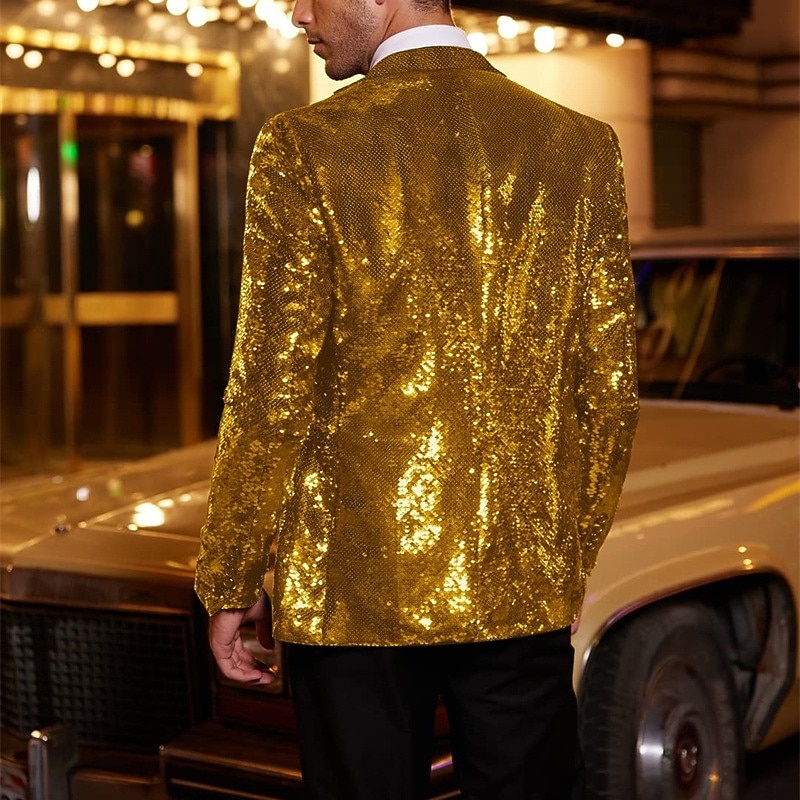 Rétro Vintage Années 1980 Couleur métalique brillante Smoking Costumes & Blazers Disco Paillettes Déguisement Homme Costume de Carnaval Noël Halloween Carnaval Cocktail Le thème de la fête Défilé de de 2026 ? $91.99 –P2
