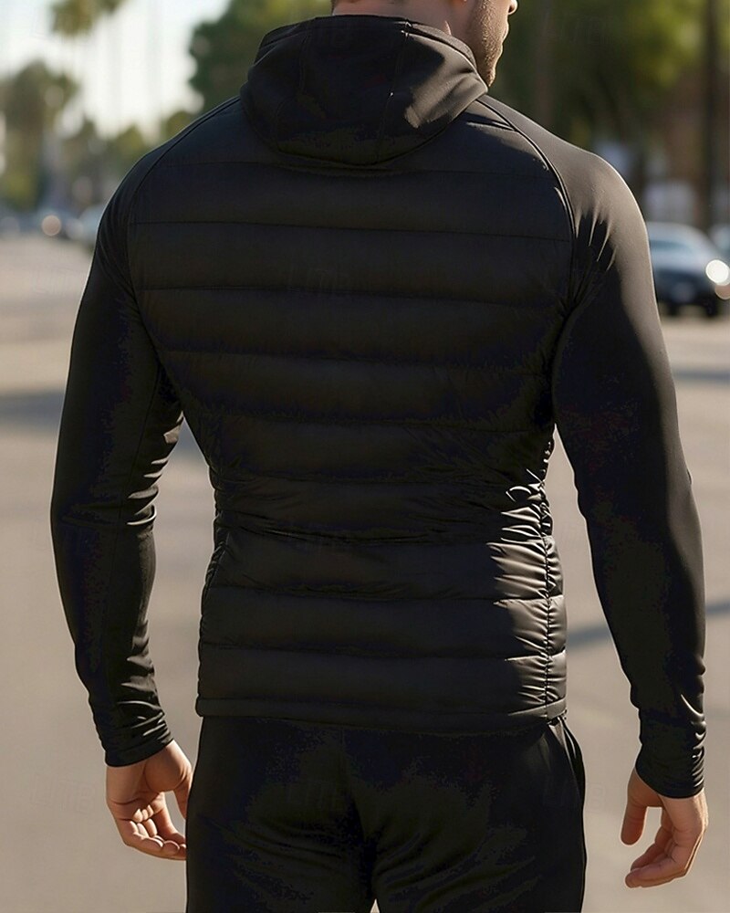 Муж. Однотонный Куртка для бега Куртка для активного отдыха Куртка с капюшоном Наступила зима Карман Капюшон Длинный рукав Одежда для спорта и отдыха Хлопок 2026 - $49.99 –P4