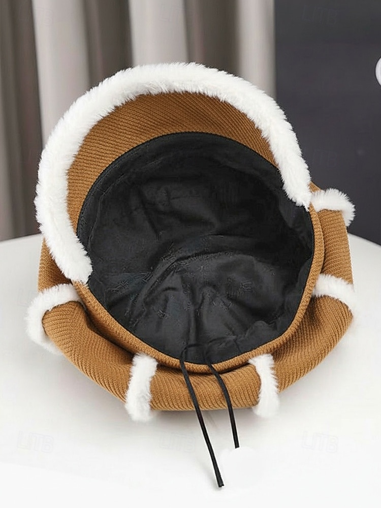 Women's Thickened Polyester Plaid Hat with Bow Detail, Available in Multiple Colors – Perfect for Fall and Winter Fashion 2026 - $14.99 –P8