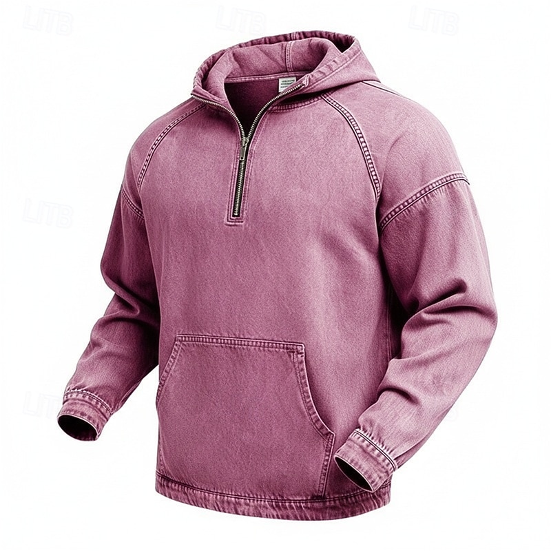 Муж. Толстовка Толстовка с капюшоном и пуловером Толстовка с капюшоном на молнии Синий Абрикосовый Розовый Военно-зеленный Темно синий Капюшон Полотняное плетение Пэчворк Карман кенгуру 2026 - $41.99 –P6