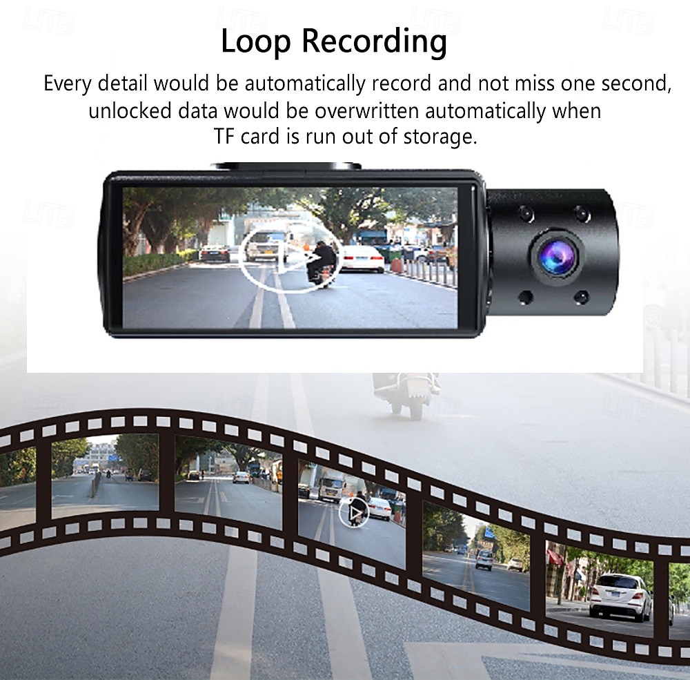 3.16-Inch High-Definition 1080P Screen Driving Recorder Three-Lens Car DVR With Reversing Image Loop Recording Motion Detection 2026 - $58.99 –P7