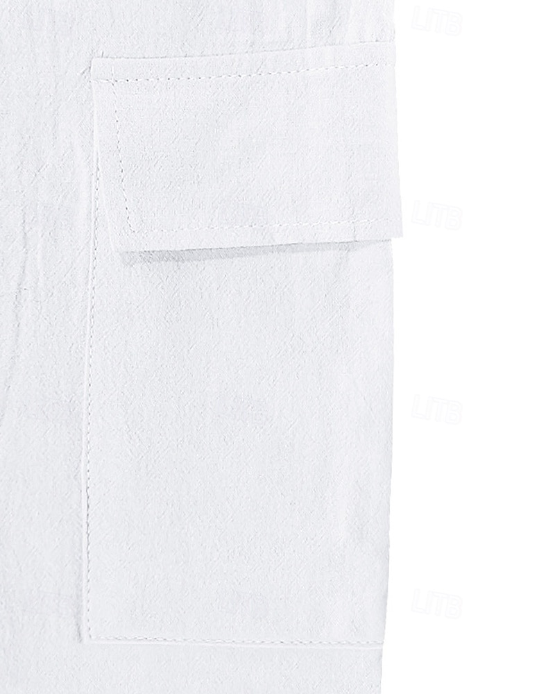 Miesten Pellavahousut Housut Kesähousut Roikkuvat housut Rantahousut Kurenauha Joustava vyötärö Yhtenäinen väri Mukavuus Hengittävä Päivittäin ulko- Hiekkaranta Loma Muoti Musta Valkoinen 2026 - $26.99 –P10