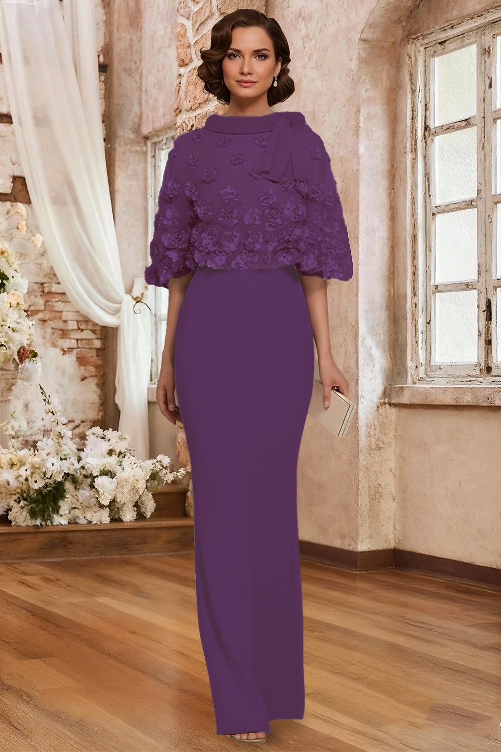 Tweedelig Tot de grond Feestjurk Cocktail jurk Bruiloft gast jurk Moeder van de bruid jurk Korte mouw Halve mouw Strakke ronde hals Ronde hals Elegant Formeel Bruiloft gast Familiebijeenkomst Chiffon 2026 - $183.99 –P8