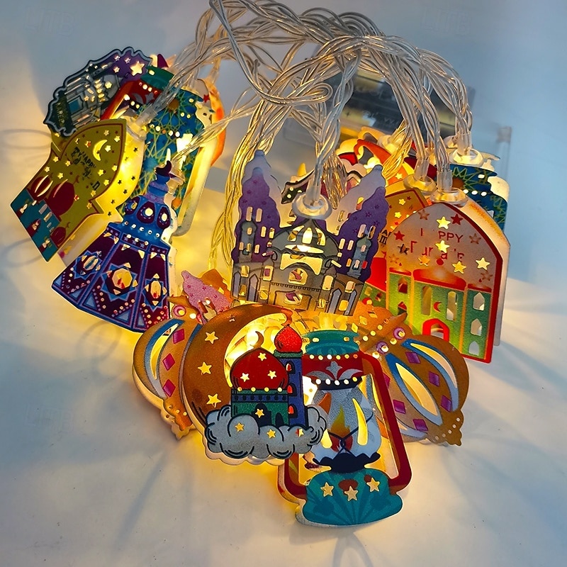 șir de lumini decorative din fier forjat Ramadan Eid 3m-20leds felinar castel stea lună atmosferă lumină decorativă baterie AAA sursă de alimentare USB 2026 - $19.49 –P5
