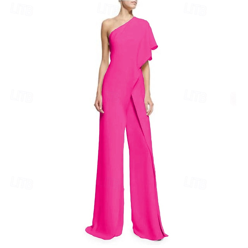 Damen Normal Overall Elegant Einfarbig Ärmellos Ein-Schulter Patchwork Party Normale Passform Schwarz Weiß Rosa Sommer 2026 - $44.99 –P4