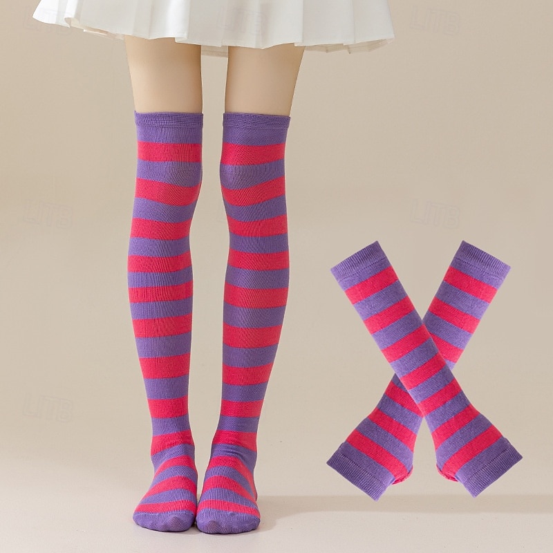 גרבי יום פטריק הקדוש לנשים &סט מחממי ידיים, 4 חלקים ירוק &גרביים שחורות מפוספסות עד הברך עם כפפות תואמות ללא אצבעות, אביזרי תחפושת מהנים לפסטיבל אירי לנשים &בני נוער, מושלם עבור 2026 - $18.99 –P3