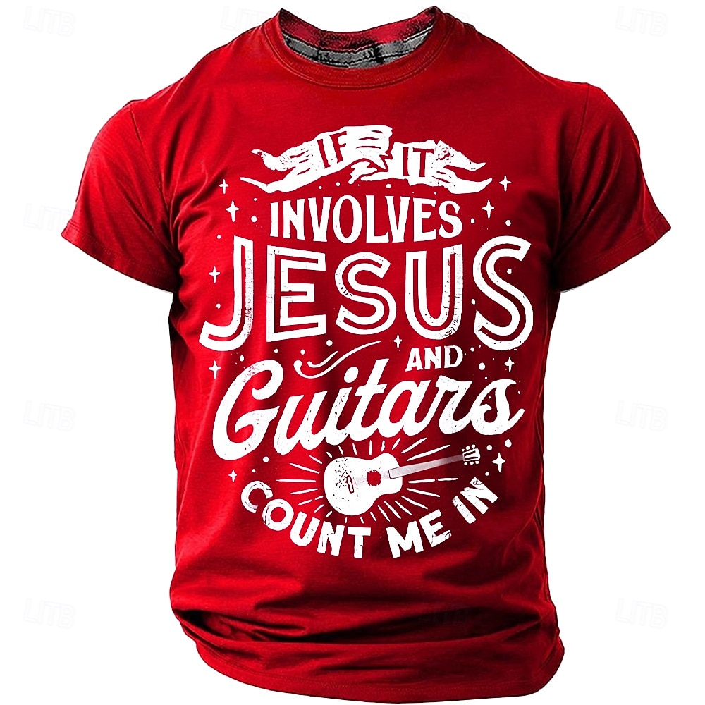 Bible If It Involves Jesus And Guitars Count Me In T Shirt Christian Guitarist Gift Worship Leader Music Lover Faith Graphic Grey Tee Men Clothing Apparel 2026 - $21.99 –P3