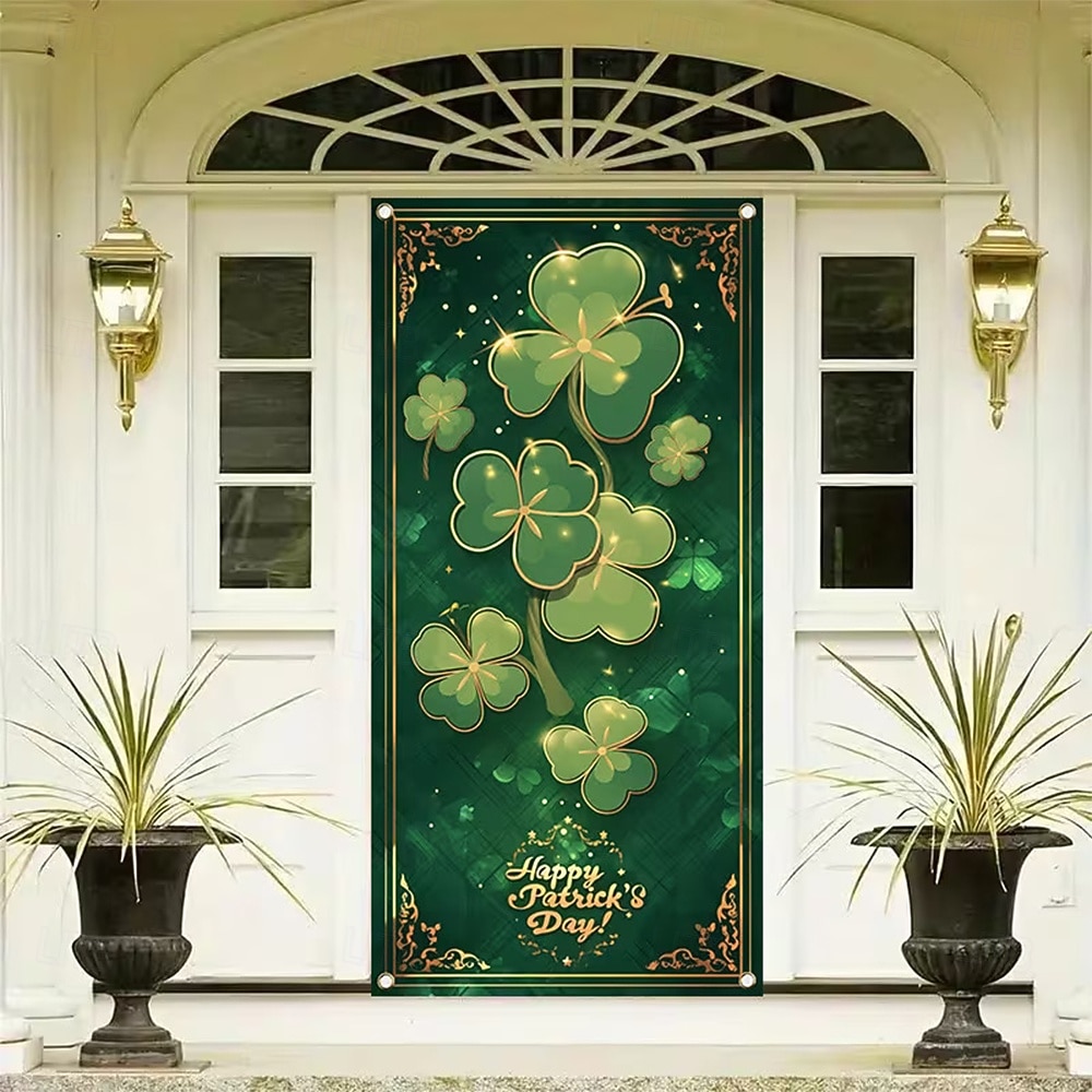 Fête de la St. Patrick Affiches Couverture de porte Bannières extérieures Trèfle Mignon 3D Soirée Dortoir Chambre d'adolescents Résidence universitaire Chambre d'amis pour hommes dans une fraternit de 2026 ? KZT 10141.92 –P2