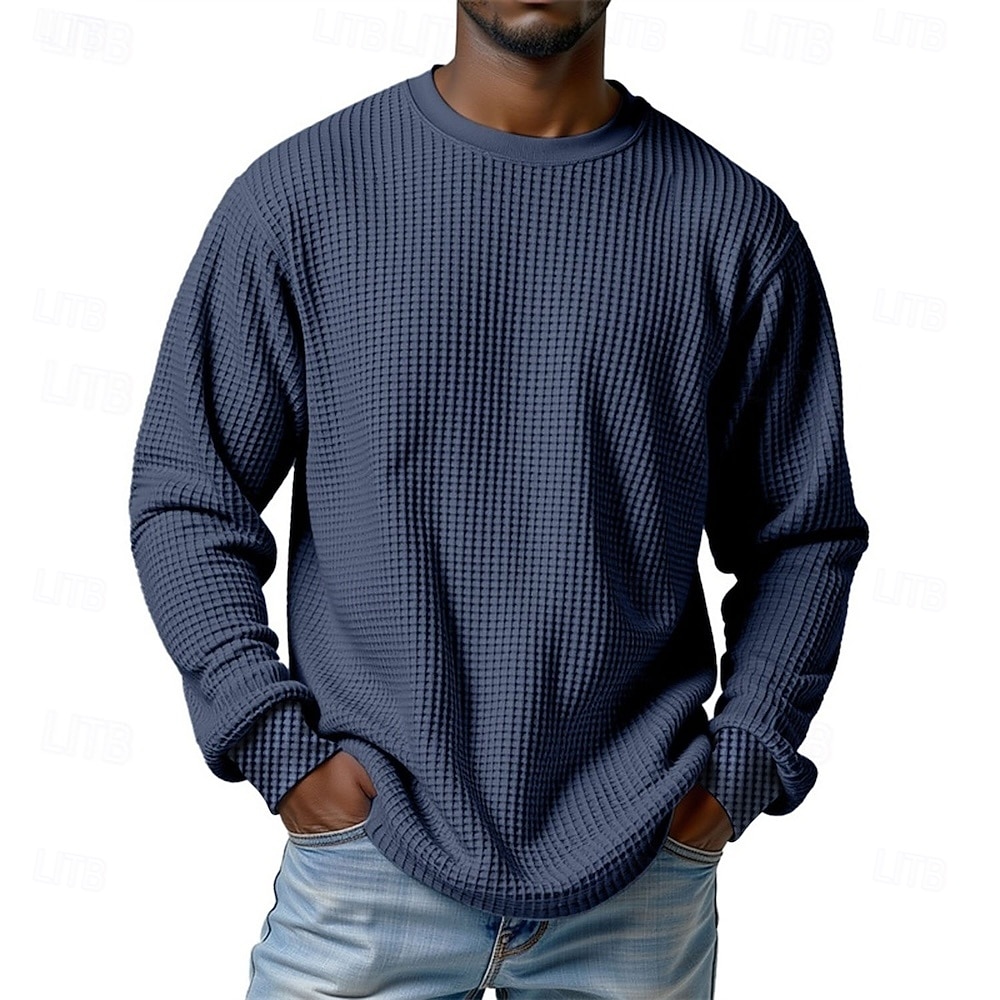 Per uomo Maglietta Waffle Maglietta Camicia a Maniche Lunghe Manica Lunga Girocollo Primavera Autunno Semplice Moda Designer Essenziale Classico Vacanza Streetwear Uscire Nero Bianco Rosso Maglietta del 2026 a $26.99 –P7